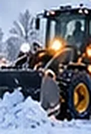Hjullastare röjer snö